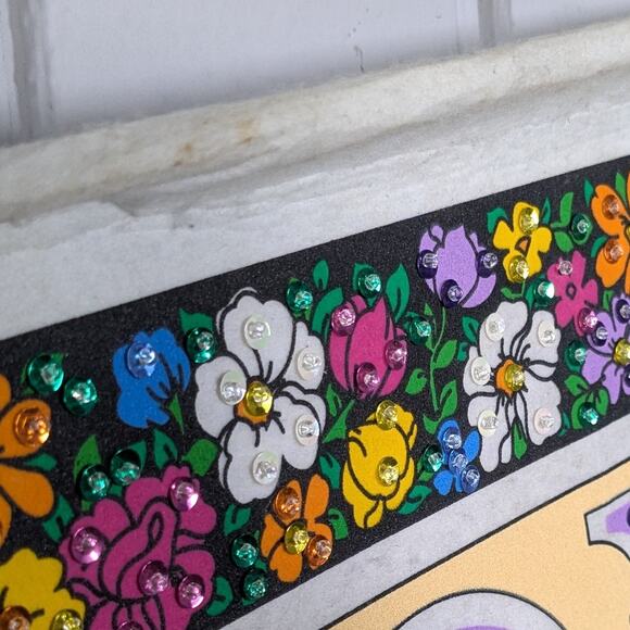 Vintage Y2K 2002 Full Year Sequin Jeweled Felt Hanging Calendar Love Floral - Picture 6 of 8